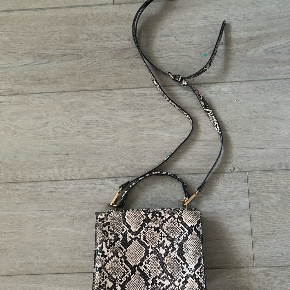a new day Black and Cream Snakeskin Crossbody Bag
